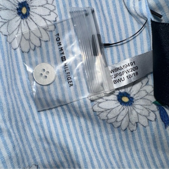 TOMMY HILFIGER Hotel California women’s 0X striped floral button down blouse NWT - Picture 9 of 14